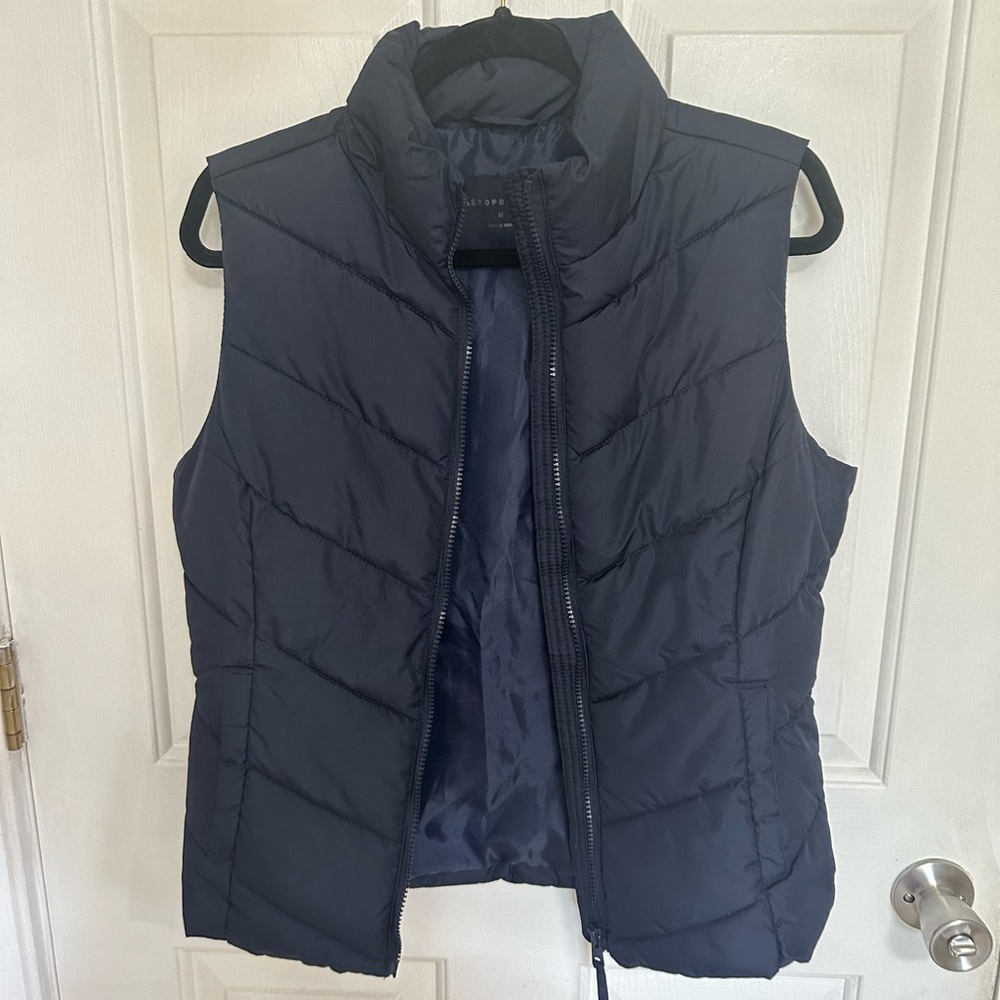 Aeropostale Dark Blue Quilted Vest - Picture 2 of 5